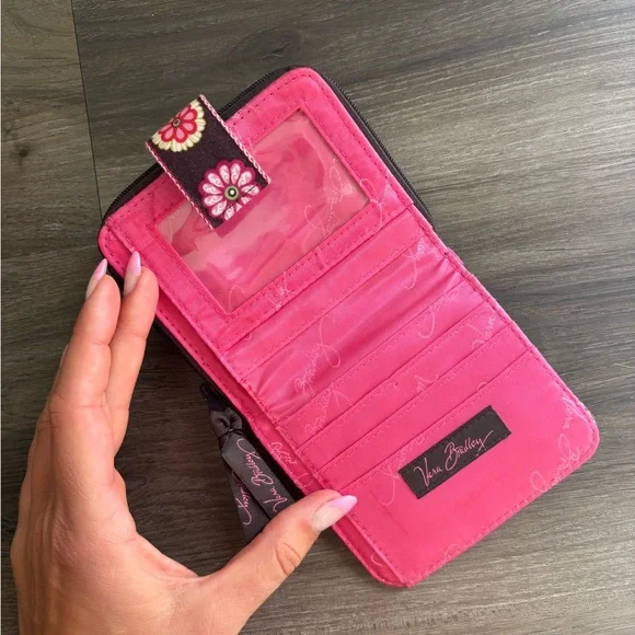 Vera Bradley Brown Wallet with Pink Floral Accents - Picture 3 of 3
